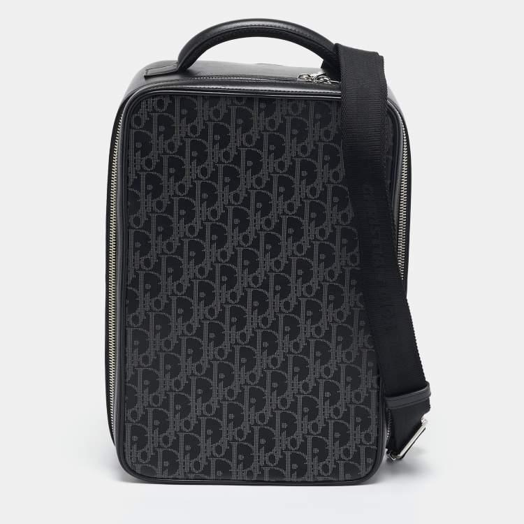 Pre Owned Dior Black Oblique Perforated Leather Galaxy World Tour Shoe Case