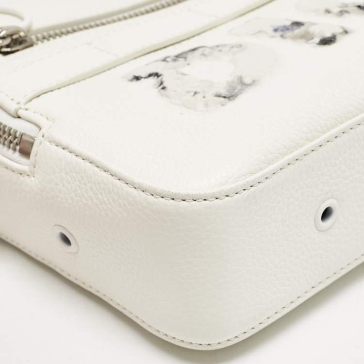 Pre Owned Dior x Daniel Arsham White Leather Safari Messenger Bag