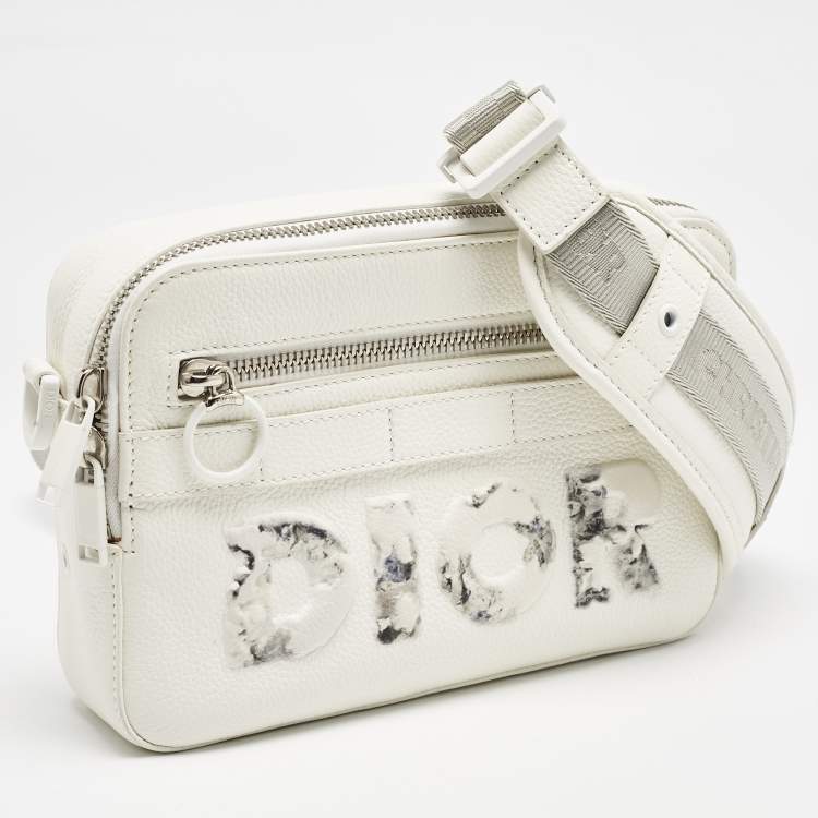 Pre Owned Dior x Daniel Arsham White Leather Safari Messenger Bag
