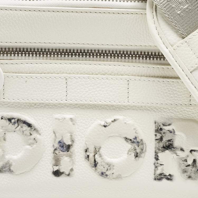 Pre Owned Dior x Daniel Arsham White Leather Safari Messenger Bag