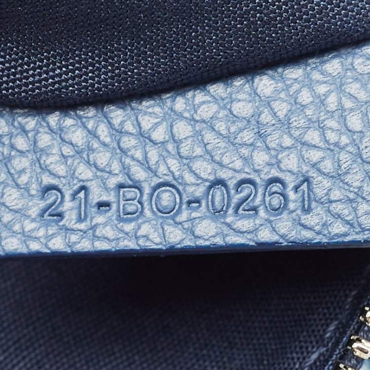 Pre Owned Dior Blue/White Oblique Kasuri Denim and Leather Saddle Bag