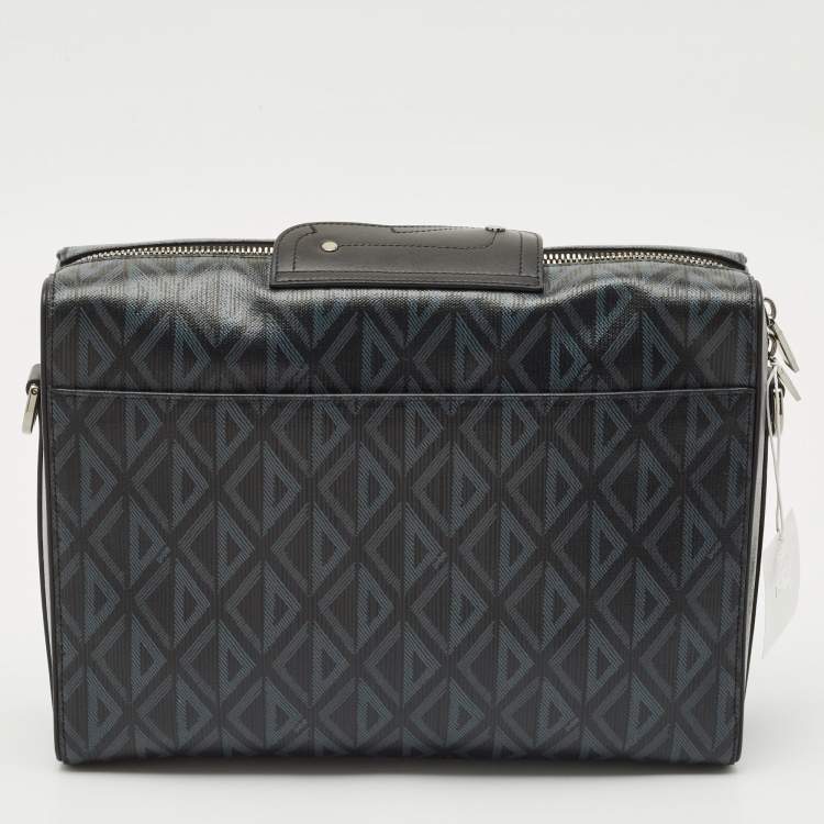 Pre Owned Dior Black PVC Coated Canvas CD Diamond Lingot Messenger Bag
