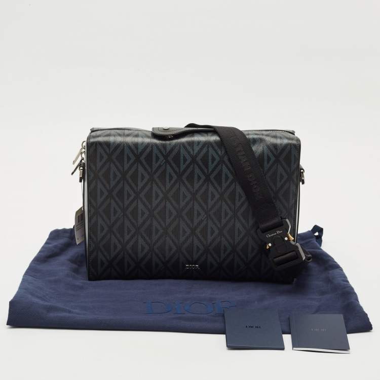 Pre Owned Dior Black PVC Coated Canvas CD Diamond Lingot Messenger Bag
