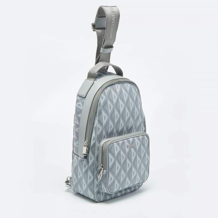 Pre Owned Dior Grey CD Diamond Coated Canvas Mini Rider Sling Bag