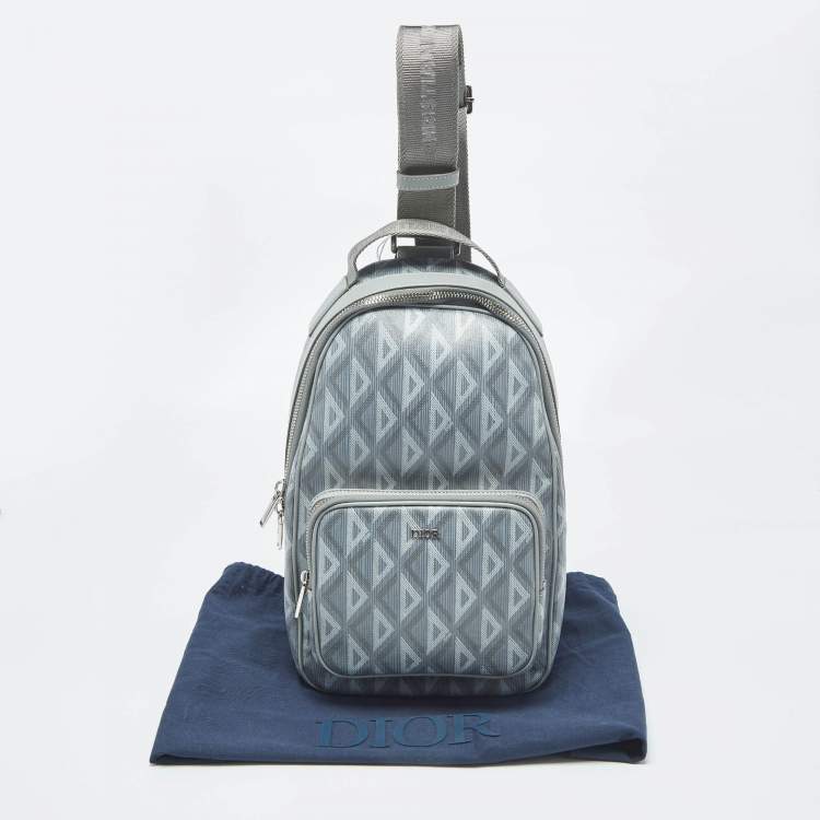 Pre Owned Dior Grey CD Diamond Coated Canvas Mini Rider Sling Bag