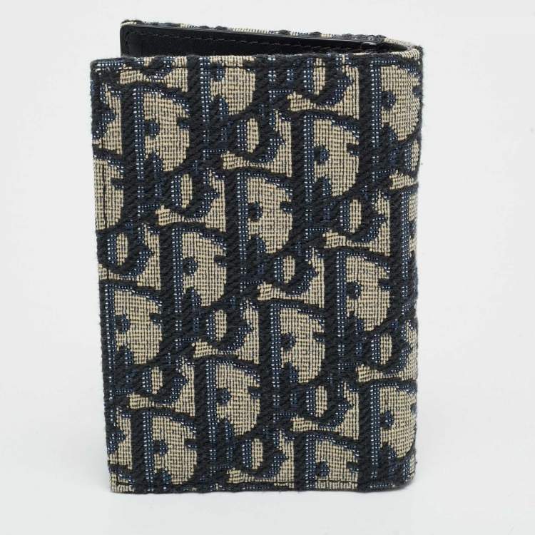 Dior Beige/Black Oblique Canvas Vertical Bifold Card Holder