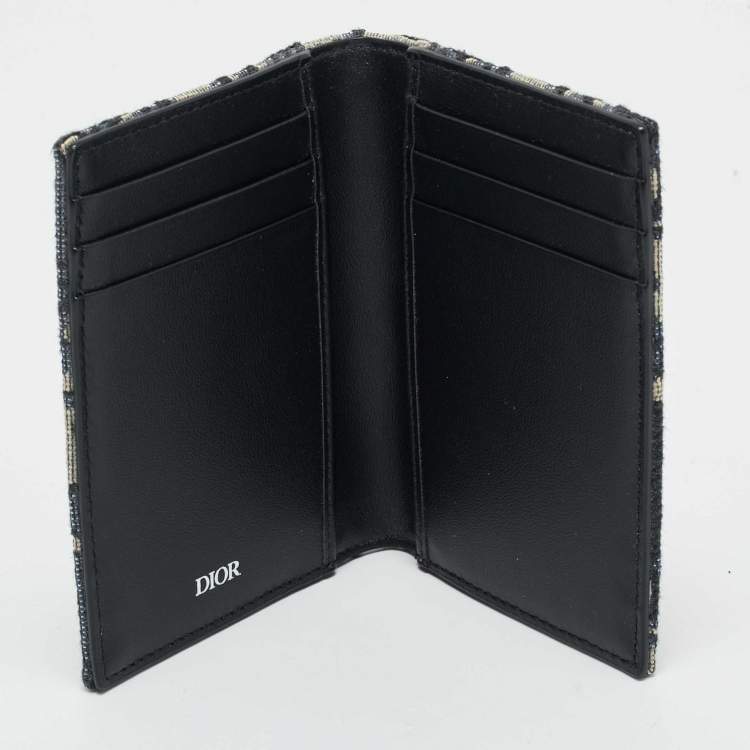 Dior Beige/Black Oblique Canvas Vertical Bifold Card Holder