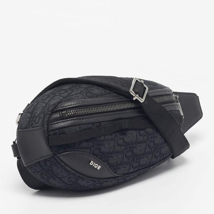 Pre Owned Dior Black Oblique Canvas and Leather Scarab Body Bag