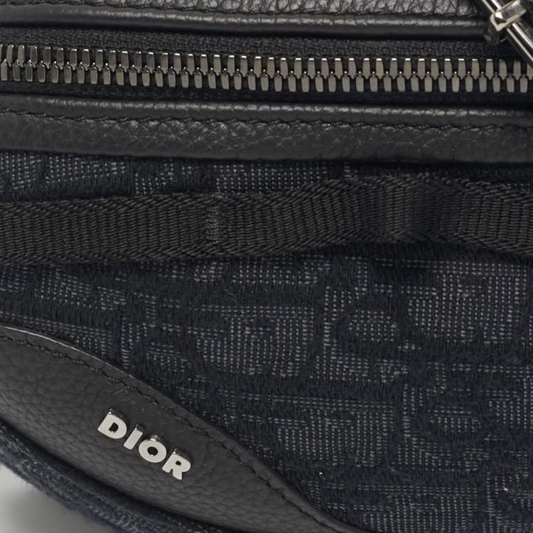 Pre Owned Dior Black Oblique Canvas and Leather Scarab Body Bag