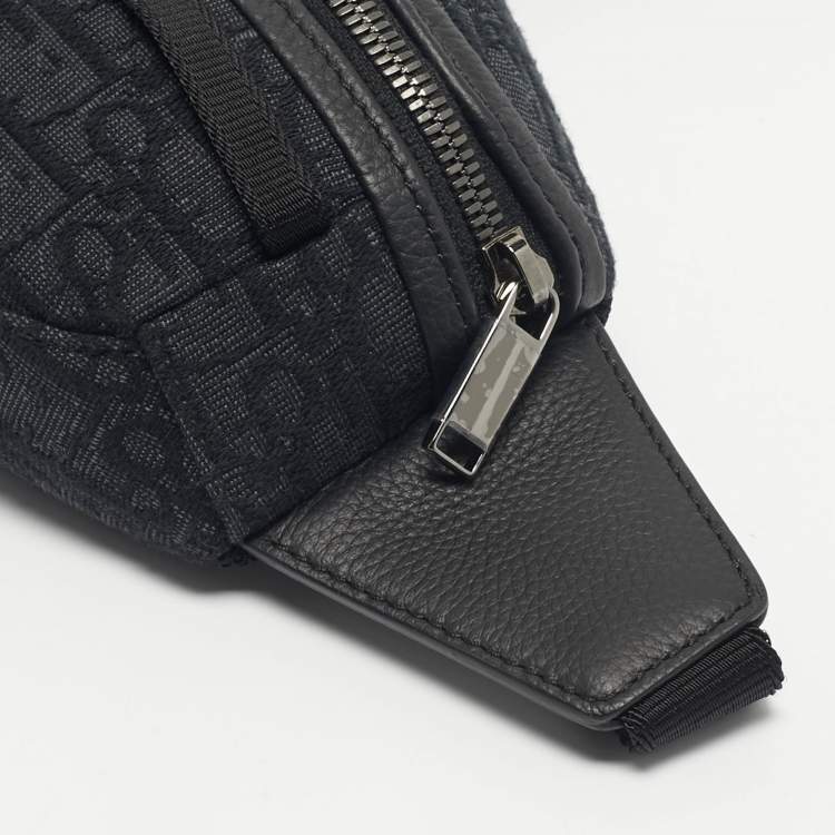 Pre Owned Dior Black Oblique Canvas and Leather Scarab Body Bag