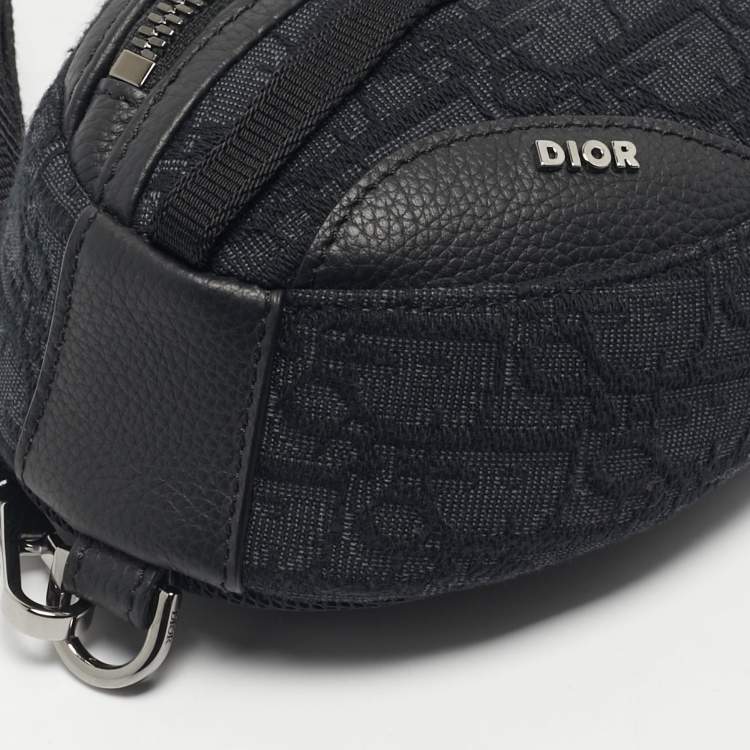 Pre Owned Dior Black Oblique Canvas and Leather Scarab Body Bag