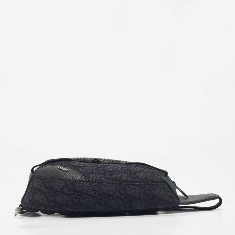 Pre Owned Dior Black Oblique Canvas and Leather Scarab Body Bag