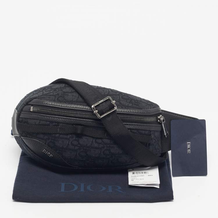 Pre Owned Dior Black Oblique Canvas and Leather Scarab Body Bag