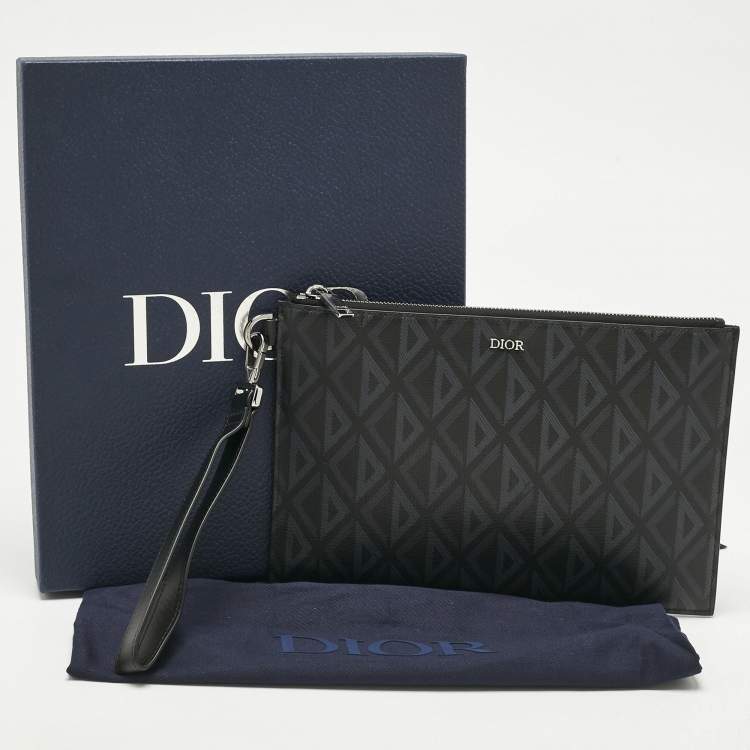 Pre Owned Dior Black CD Diamond Coated Canvas A5 Pouch