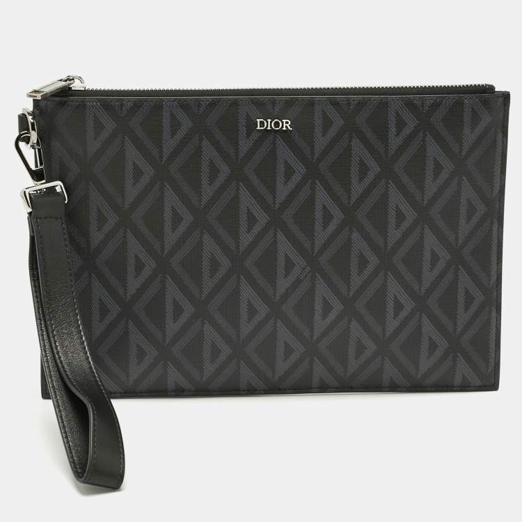 Pre Owned Dior Black CD Diamond Coated Canvas A5 Pouch