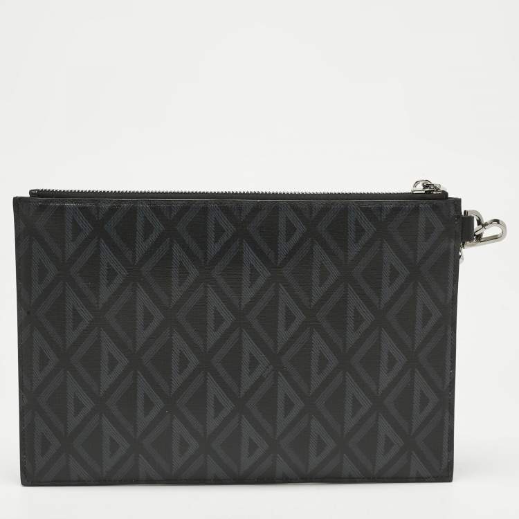 Pre Owned Dior Black CD Diamond Coated Canvas A5 Pouch