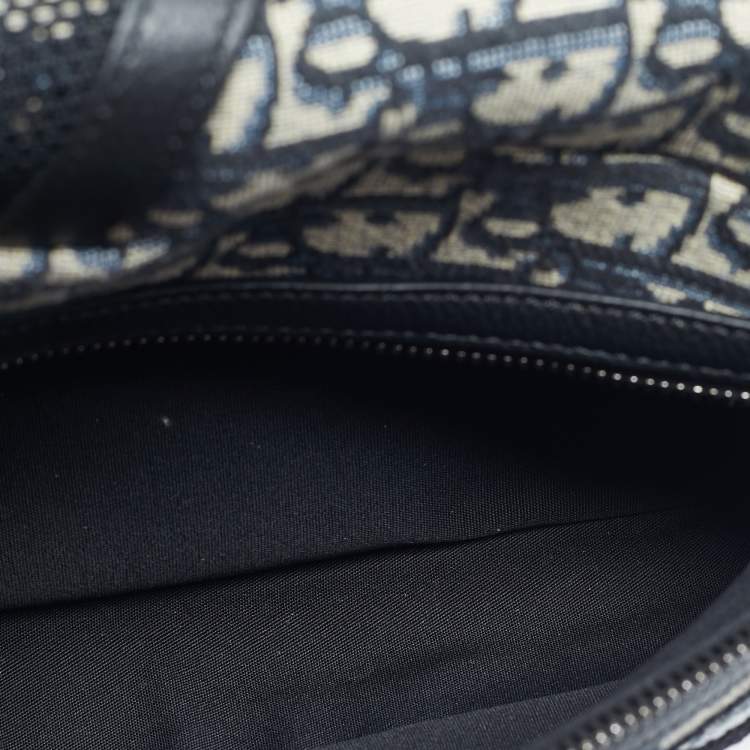 Pre Owned Dior Navy Blue Oblique Canvas Scarab Crossbody Bag