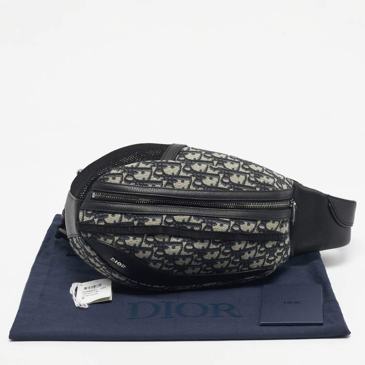 Pre Owned Dior Navy Blue Oblique Canvas Scarab Crossbody Bag