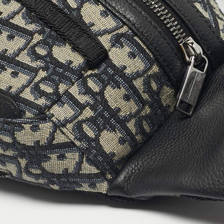 Pre Owned Dior Navy Blue Oblique Canvas Scarab Crossbody Bag