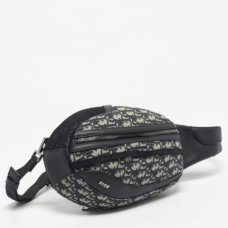 Pre Owned Dior Navy Blue Oblique Canvas Scarab Crossbody Bag
