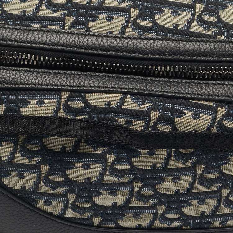 Pre Owned Dior Navy Blue Oblique Canvas Scarab Crossbody Bag