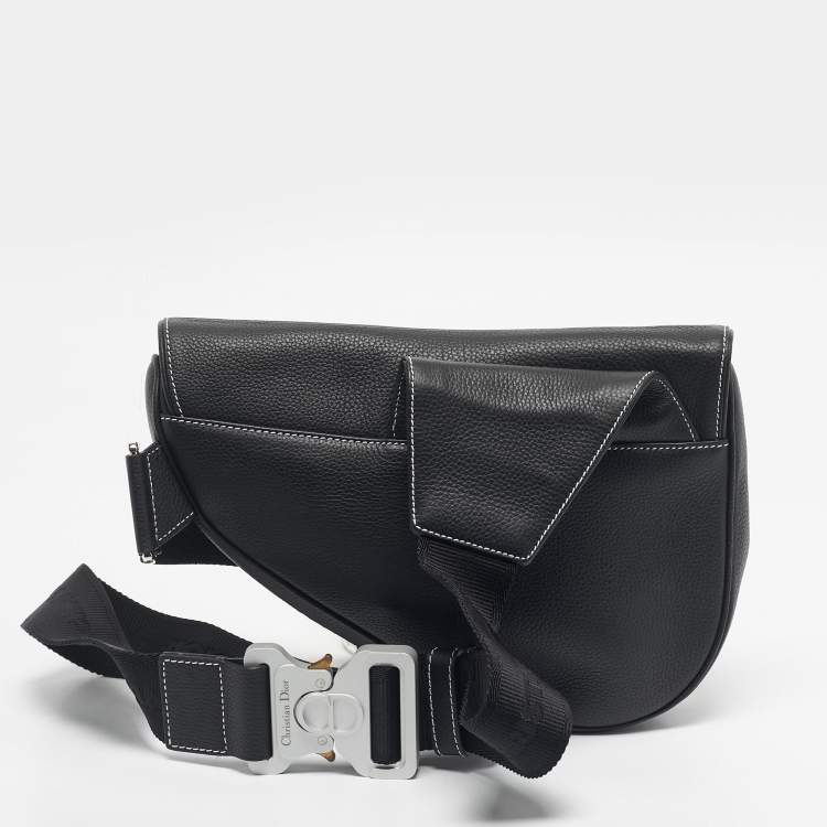 Pre Owned Dior Black Leather Saddle Crossbody Bag