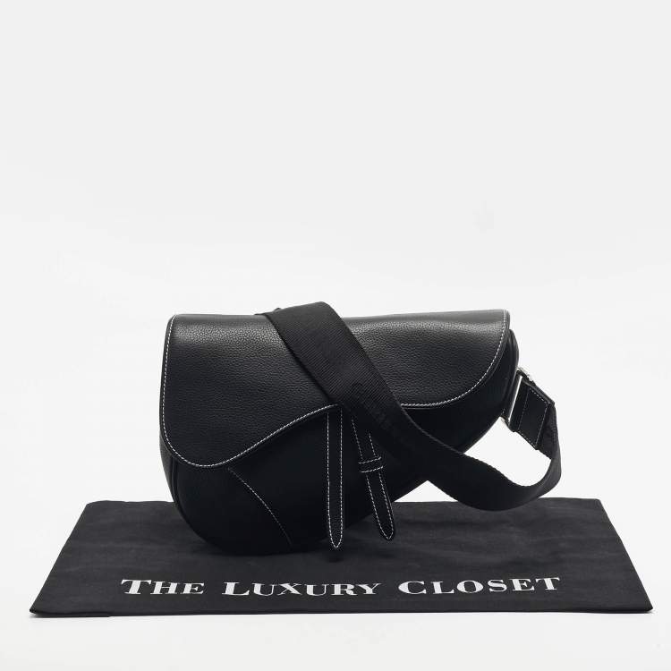 Pre Owned Dior Black Leather Saddle Crossbody Bag