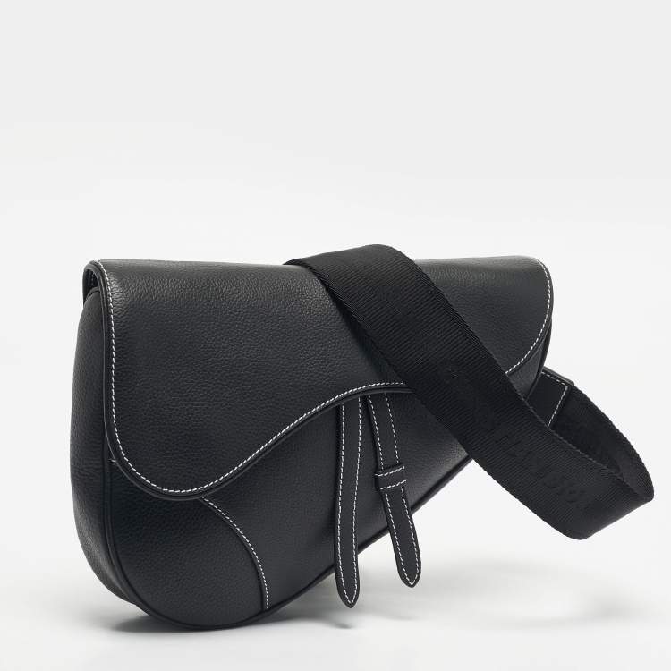 Pre Owned Dior Black Leather Saddle Crossbody Bag
