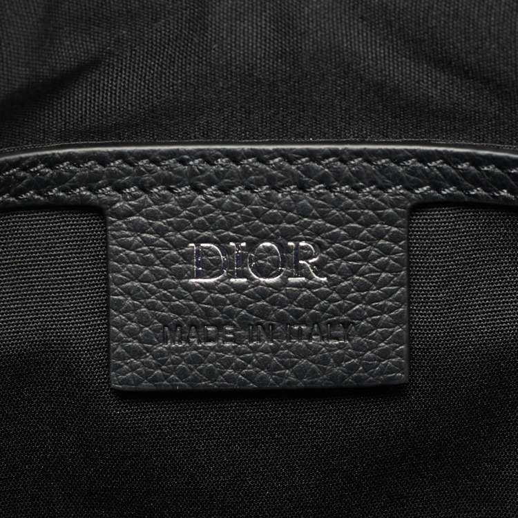 Pre Owned Dior Navy Blue Oblique Canvas and Leather Saddle Messenger Bag