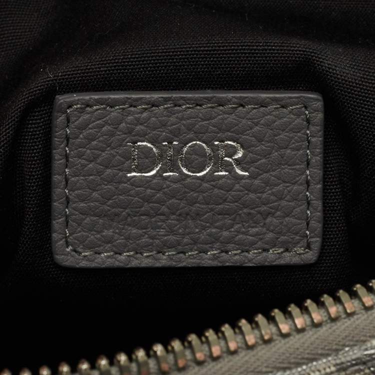 Pre Owned Dior Grey/Silver Oblique Jacquard Saddle Bag