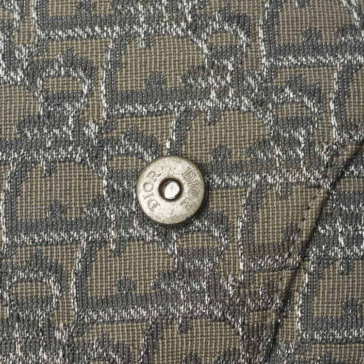 Pre Owned Dior Grey/Silver Oblique Jacquard Saddle Bag