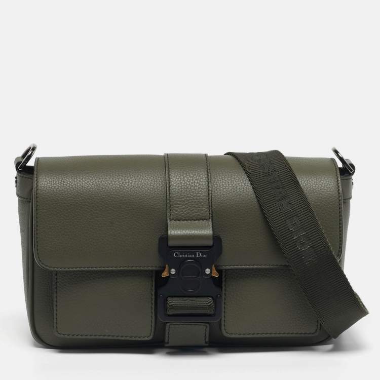 Pre Owned Dior Hit The Road Dark Green Leather Messenger Bag