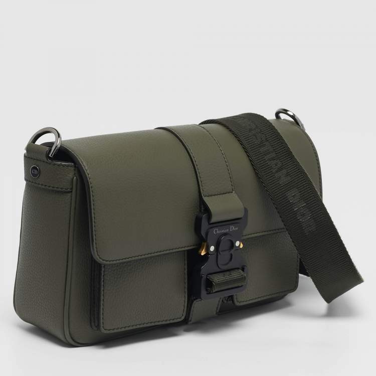 Pre Owned Dior Hit The Road Dark Green Leather Messenger Bag