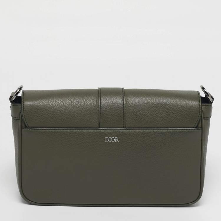 Pre Owned Dior Hit The Road Dark Green Leather Messenger Bag