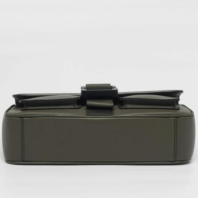 Pre Owned Dior Hit The Road Dark Green Leather Messenger Bag