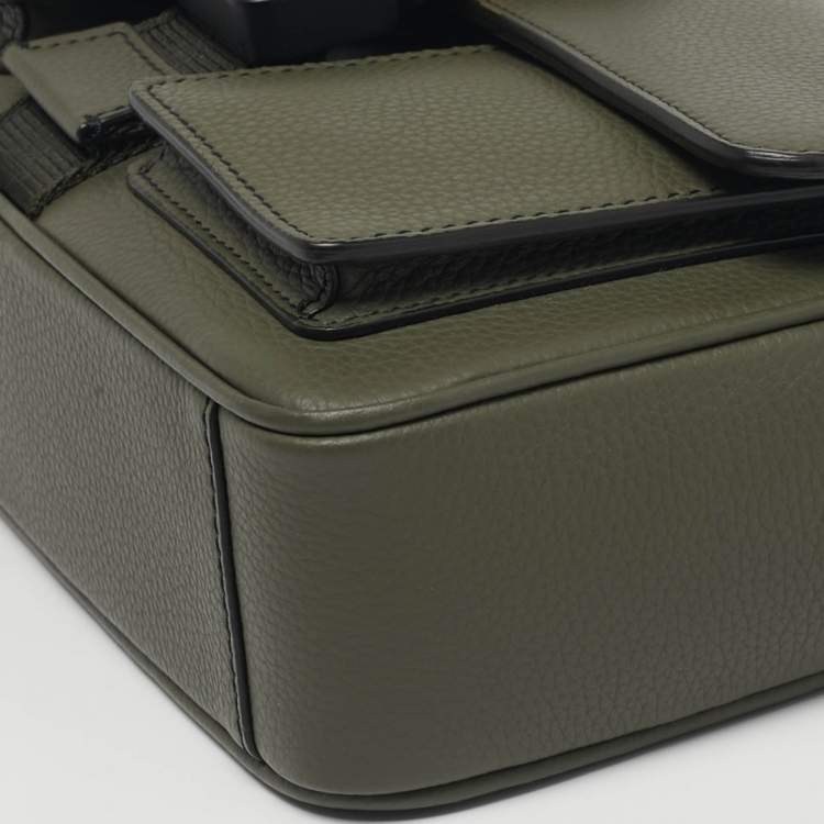 Pre Owned Dior Hit The Road Dark Green Leather Messenger Bag