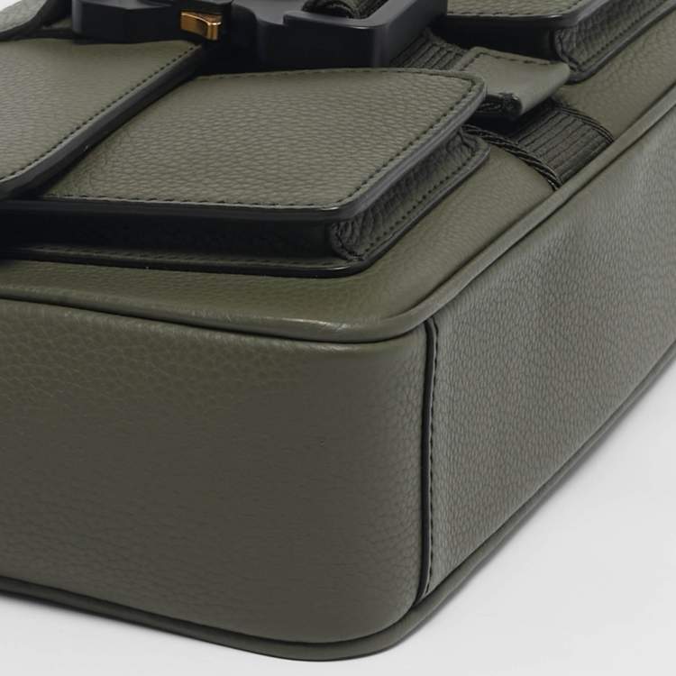 Pre Owned Dior Hit The Road Dark Green Leather Messenger Bag