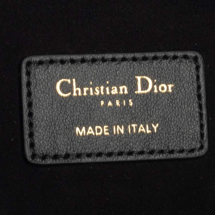 Pre Owned Dior Black Leather Medium Stripe Clutch
