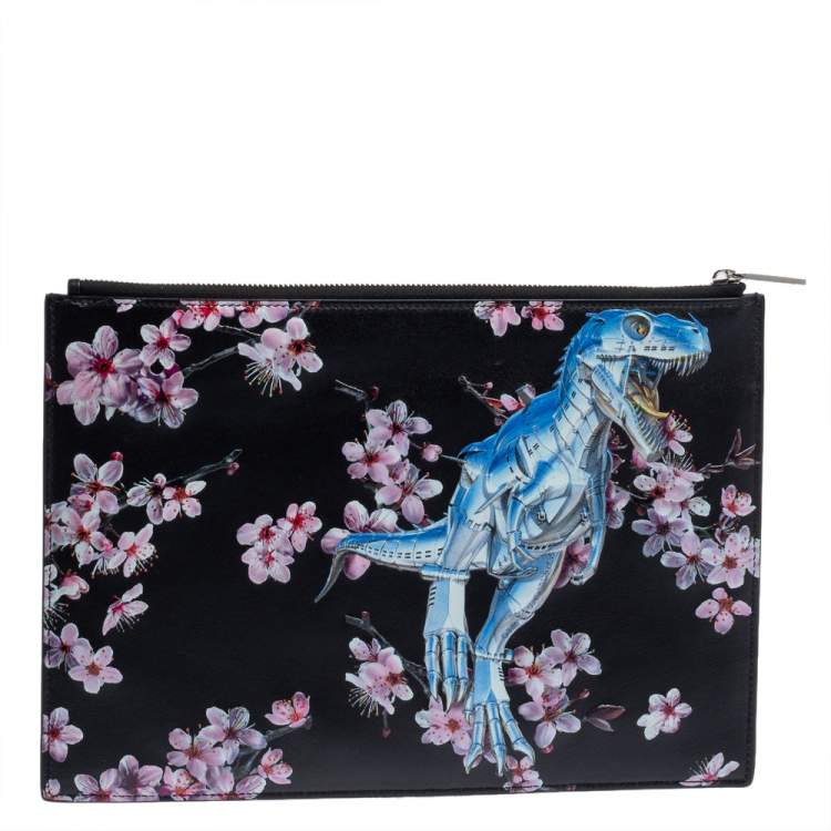 Pre Owned Dior x Sorayama Black Leather Large Zip Pouch