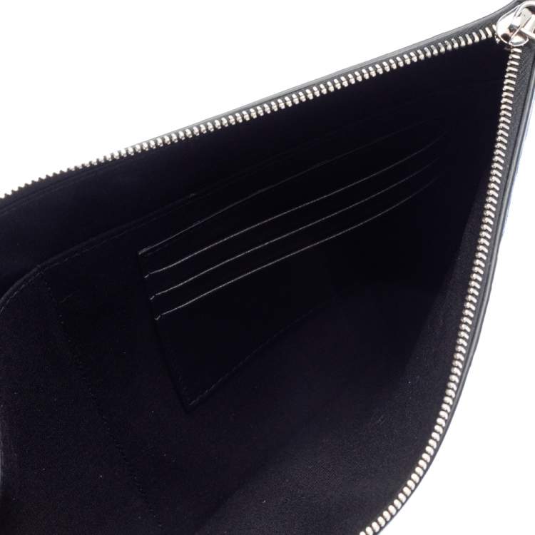Pre Owned Dior x Sorayama Black Leather Large Zip Pouch
