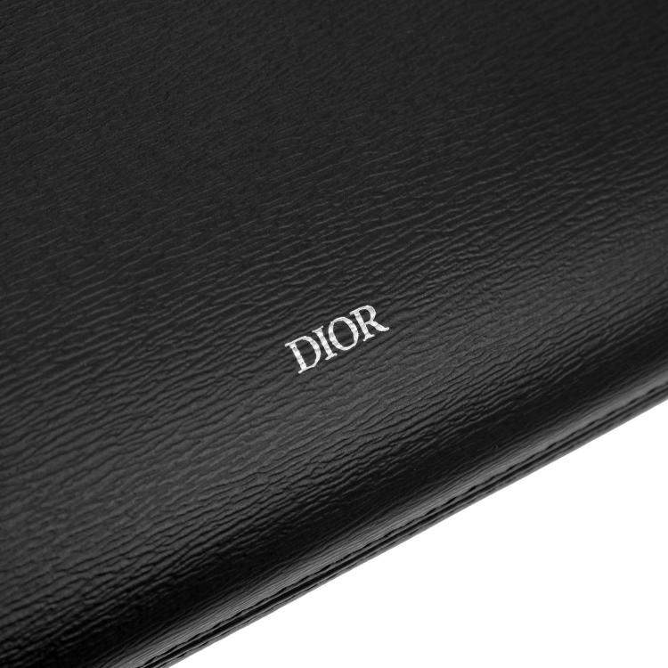Pre Owned Dior Black Calf Leather Embossed Clutch Bag 