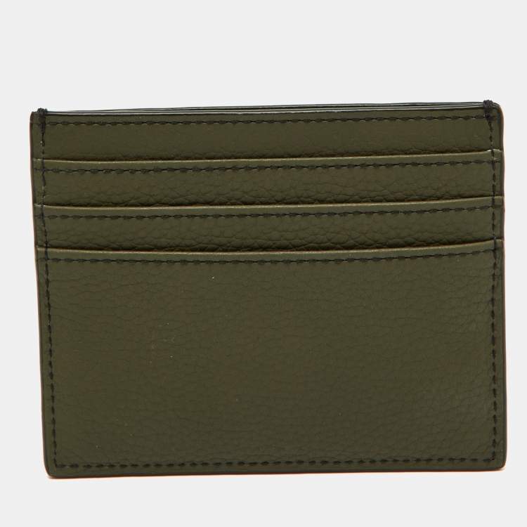 Pre Owned Dior Olive Green Leather Card Holder