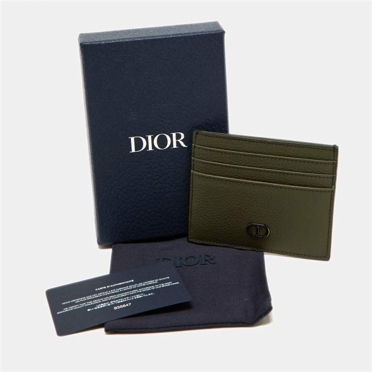 Pre Owned Dior Olive Green Leather Card Holder