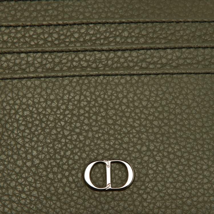 Pre Owned Dior Olive Green Leather Card Holder