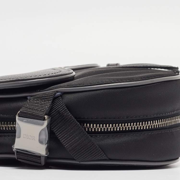 Pre Owned Dior Black Nylon and Leather Saddle Crossbody Bag