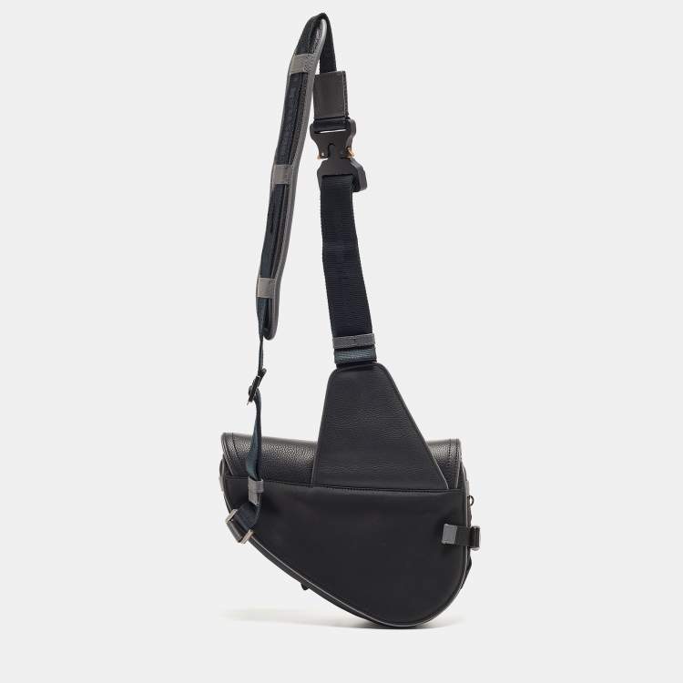 Pre Owned Dior Black Nylon and Leather Saddle Crossbody Bag
