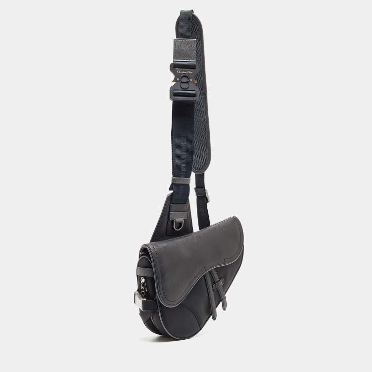 Pre Owned Dior Black Nylon and Leather Saddle Crossbody Bag
