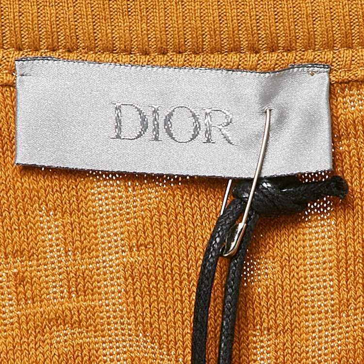 Pre Owned Dior Mustard Yellow Oblique Pattern Terry Cotton Relaxed Fit T-Shirt XL