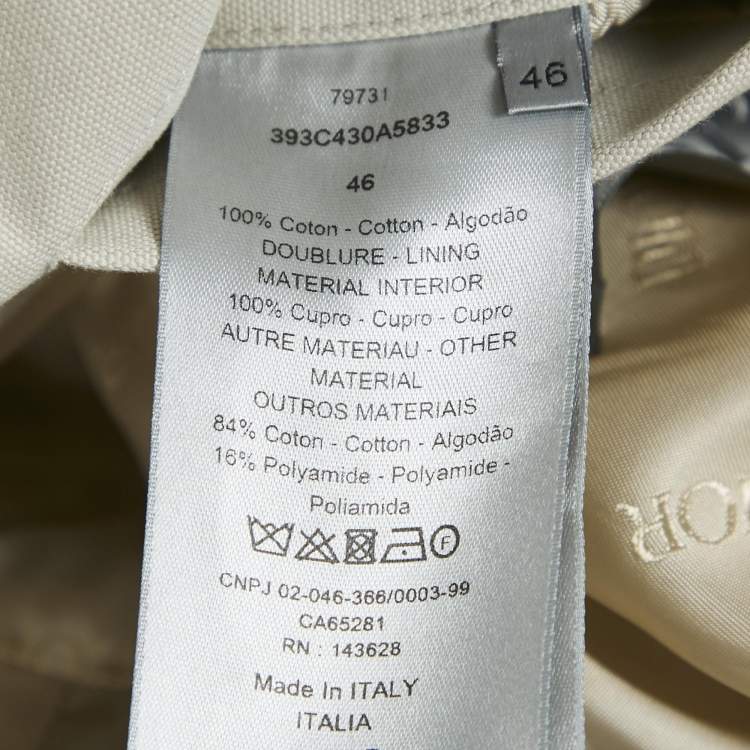 Pre Owned Dior Homme Light Beige Cotton Zip-Up Jacket S