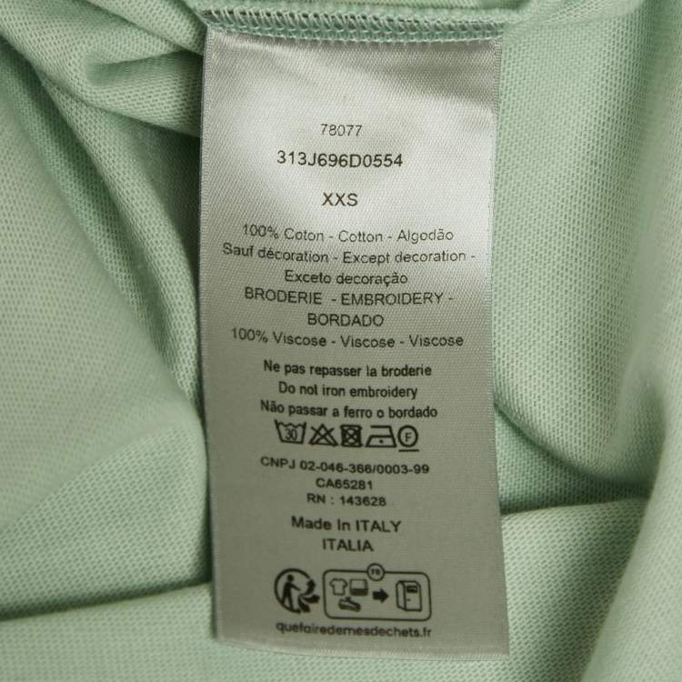 Pre Owned تي شيرت ديور هوم قطن مطرز ألماس أخضر نعناعي CD مقاس صغير جدًا (إكس إكس سمول)